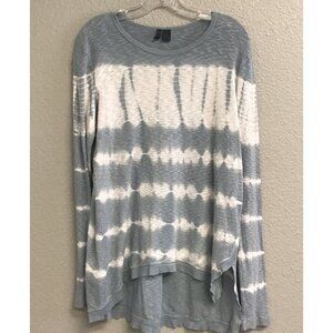LEFT OF CENTER Anthropologie Slub Knit Tie Dye Long Sleeve Oversized XS Blue